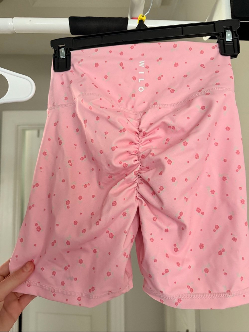 Pink Floral Ruched Bike Shorts & Strappy Bralette Set - Women Intimates - Picture 6 of 8